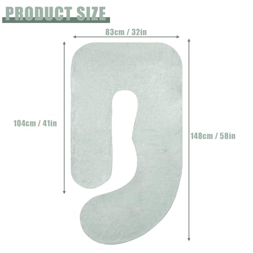 Image of TANOFAR Pregnancy Pillow Cover J Shaped(ONLY Pillowcase), Super Soft Pillowcase Replacement Cover for Maternity Pillow, with Large Sized Zipper, Fits 55 /58 Inch Pregnant Pillow, Green
