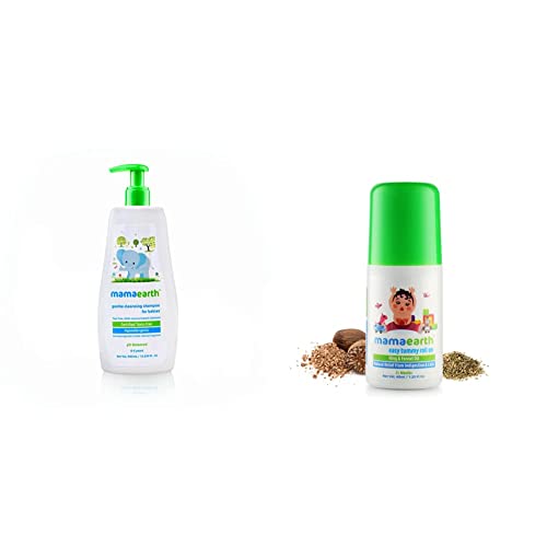 Image of Mamaearth Gentle Cleansing Natural Baby Shampoo (400 Ml) And Mamaearth Easy Tummy Roll On For Colic & Gas Relief With Hing & Fennel Oil 40Ml (For External Use)