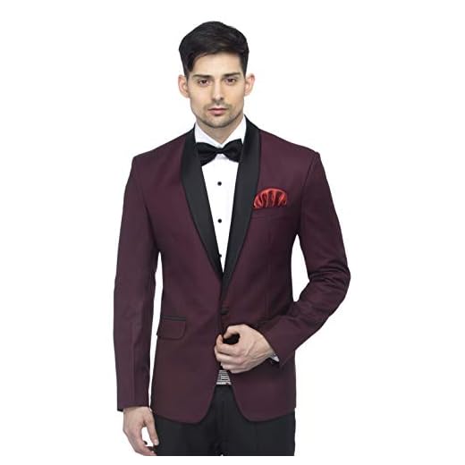 FAVOROSKI Designer Men's Slim Italian Fit Shawl Collar Tuxedo Suit Blazer (Wine, XL)