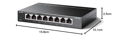 Image of TP-Link TL-SG108S 8-Port Desktop Gigabit Ethernet Switch /Hub, Ethernet Splitter, Plug & Play, no Configuration Required, Steel Case Green Ethernet Technology