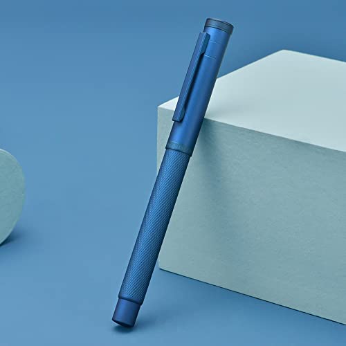 Image of Hongdian Dark Blue Forest Rollerball Pen with Schmidt Black Ink Refill, Classic Design with Metal Case for Business Signature