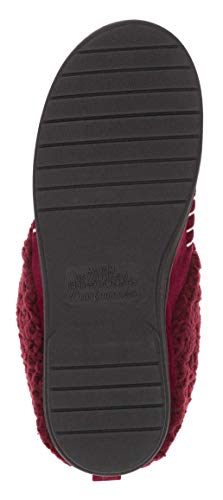 Dearfoams Pantufa feminina de microcamurça com espuma viscoelástica e costura, Cabernet, 11-12