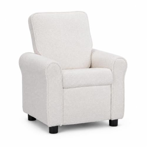 Image of Olive & Opie Jordan Kids /Toddler Push Back Recliner Chair, Lounge Sofa for Boys & Girls Ages 3 and Up, Soft Upholstery, Wooly White