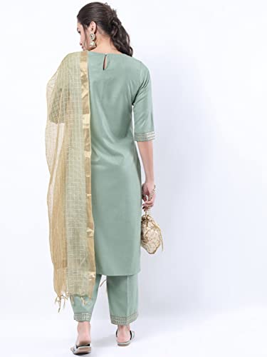 Image of KETCH Women's Polyester Regular Fit Threeforth Sleeve Ethnic Kurta Set