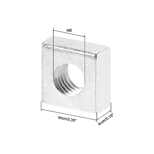 QUARKZMAN Quadratische Muttern, M5x9mmx4mm verzinkter metrischer Grobgewinde-Sortimentskasten, 25 Stück