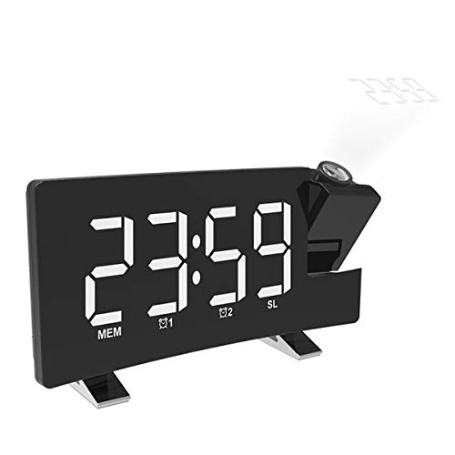 Projektions-Wecker, Uhr Digital Radio Alarm Mit Zwei Weckzeiten, 4 Einstellbare Helligkeit, Schlummerfunktion, Sleep Timer Und FM-Radio,