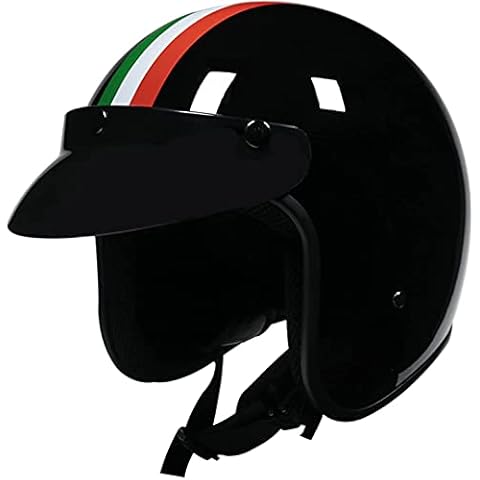 Classic Retro Motorcycle Half Helmet - Men Women 3/4 Motorcycle Helmets Open Face Helmet - Vintage Style Jet Helmet for Scooter Cruiser Chopper Moped DOT/ECE Approved Bright black1,M Cover