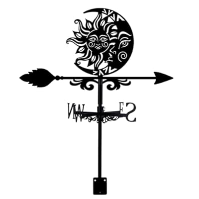 SUPERDANT Sun Moon Weather Vane for Roof Mount Sun Metal Weathervane Wind Direction Indicators Wind Vanes for Yard Outdoor Farm Barn Sheds Garden Patio Decoration