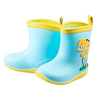 Kids Wellington Boots Boys Girls Soft Durable PVC Rain Boots Ankle Waterproof Non-Slip Light Children Dinosaur Cute Wellies Rubber Shoes Outdoor Casual High Top Blue Size 9.5/10 UK Child