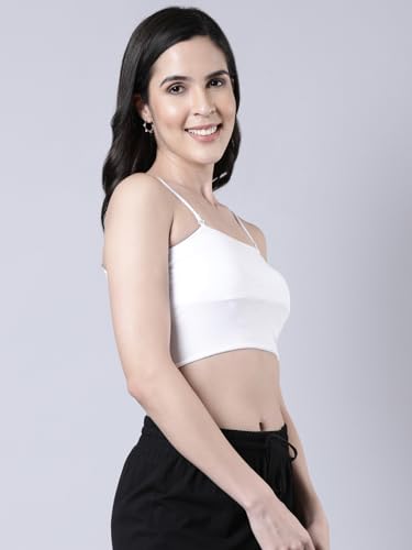 Image of Femmora Body Hugging Crop Top, Soft and Comfortable Cotton Fabric and Adjustable Shoulder Strap and Detachable Cookie Pad, for Women, Pack of 1