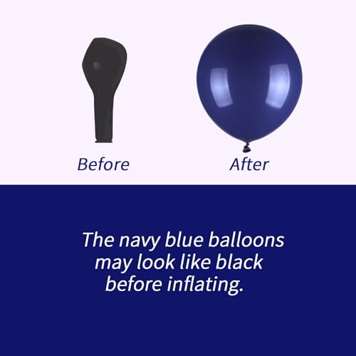 Image of 114pcs Navy Blue Balloons, 18 12 10 5 inch Nile Blue Balloons Garland Arch kit, Different Sizes Navy Balloon for Graduation Wedding Baby Shower Birthday Party Decorations