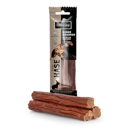 Chewies Hundezigarre, Getreidefrei, Ohne Zuckerzusatz, für Hunde Aller Altersklassen, hoher Proteingehalt (75g (1 Packung), Hase)