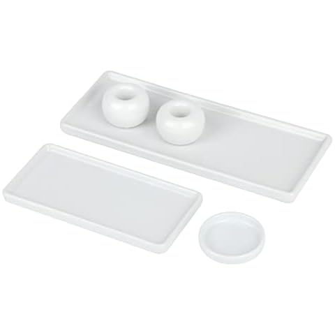 HofferRuffer Gifts For Mum, Ceramic Bathroom Accessory Sets 5 Pieces with Vanity Tray, Toothbrush Holders, Ring/Necklace Storage and Soap Dish, Bathroom Countertop Decor Accessories White Cover