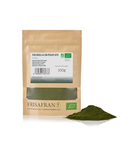 FRISAFRAN | Poudre de Chlorelle Bio 100g | Chlorelle biologique | poudre de chlorelle | teneur en antioxydants | pur et naturel | Microalgues | Fibre végétale | détox naturelle | Protéine Végétale