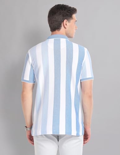 Image of AD by Arvind Blue Vertical Stripe Real Deal Polo Shirt