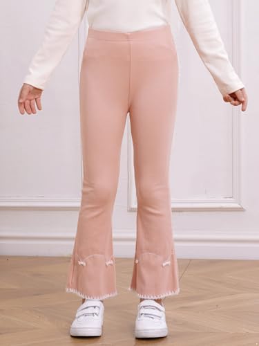 Flared Leggings for Toddlers Girls Elastic Waist Bell Bottom Yoga Pants Kids Ruffle Ribbed Cotton Trousers2