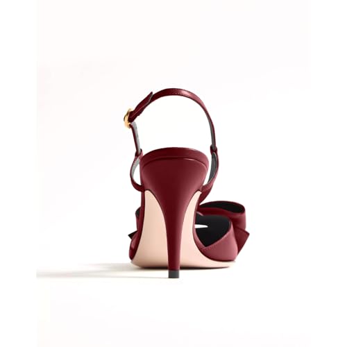 Women's Kitten Heel Pointed Closed Toe Slingback Pumps Comfortable Mid Heel Fashion Bowknot Decoration Wedding Prom Dress Shoes for Women3