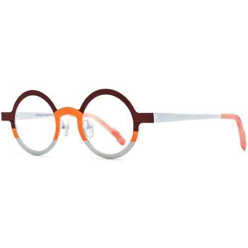 Image of FONEX Colorful Pure Titanium Glasses Frame Women Retro Round Eyeglasses