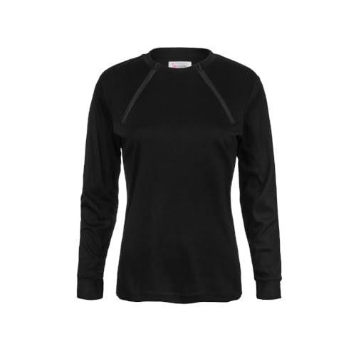 ComfyChemo® CHEMOWEAR : Women's Long Sleeve Chemotherapy Port Zipper Shirts2
