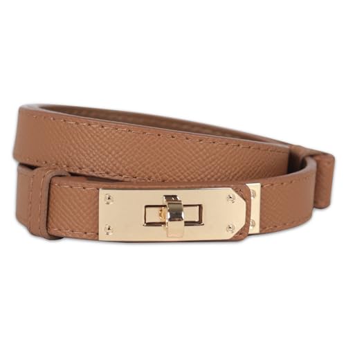Image of Aurolran Women's Fashion Classic Metal Buckle Leather Belt with Jeans Dress