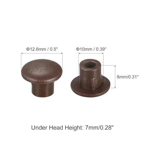 Image of uxcell Screw Hole Plugs, 10mm(25 /64 inch) Dia PP Snap in Shelf Button Flush Type Caps for Furniture Cabinet Cupboard, Red-Brown 60 Pcs