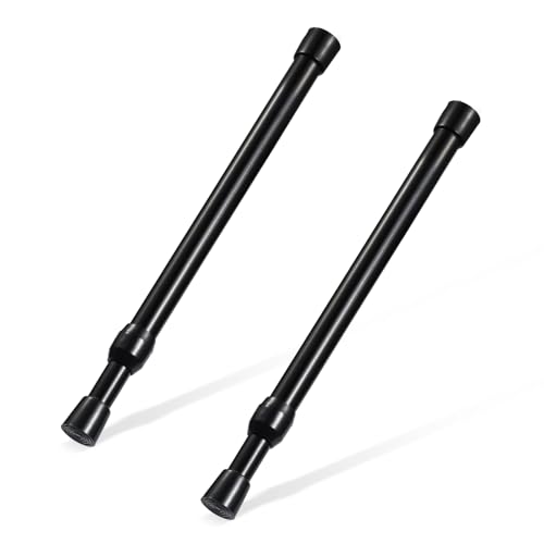 Image of Spring Tension Rod, Goowin Small Tension Rod, 5 /8 inch Diameter No Drilling Expandable Short Tension Rods Spring Rods, Tension Rods for Closet, Cupboard, Hanging Clothes, Black, 2 Pack (10-15.7 inch)
