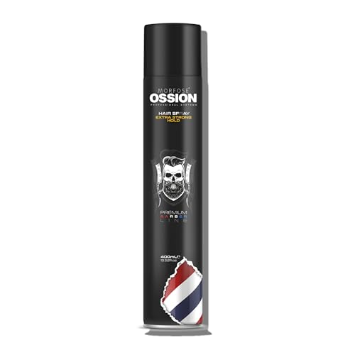 Morfose Ossion Premium Barber Line Extra Strong Hair Spray, No Residue or Stickiness, Humidity Resistant, Designed for Barbers, 13.53 Fl oz