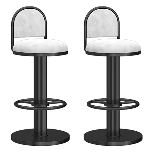 Juego de 2 taburetes de bar giratorios de altura ajustable con soporte trasero para bar o encimera de cocina