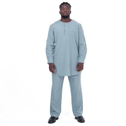 African Suit for Men Traditional Stripe Blazer and Pants 2 Piece Set Business Formal Dress Suit Party Wedding Evening3