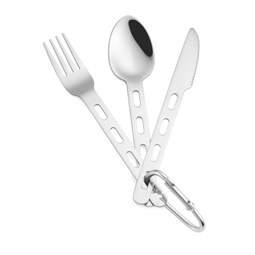 NULYLU 3sets Portable Stainless Steel Cutlery Travel Utensils Kit for Camping Picnics Outdoor Dining Lightweight Design for Easy Carrying for Adults Boys and Girls