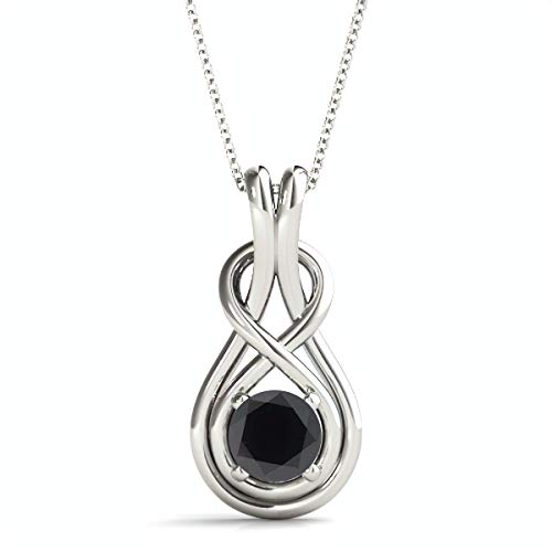 925 Sterling Silver 1/10 Cttw Rd Black Diamond Pendant Necklace for Women Infinity Love Knot with 16" Chain