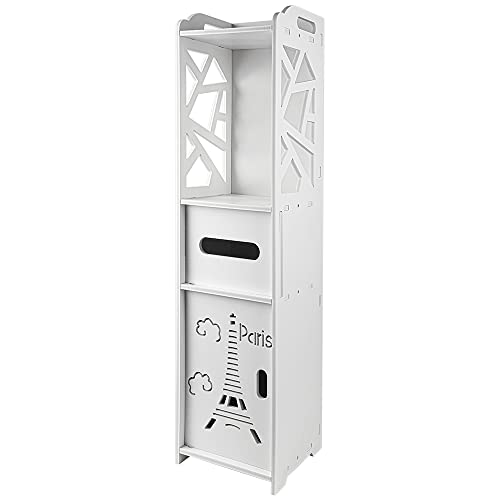 WODFARR Armario de baño estrecho, mueble de almacenamiento, pequeño mueble para inodoro con puerta y estantes para espacios pequeños (20 x 20 x 80 cm, torre)