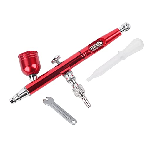 OUKENS Airbrush Kit, Multipurpose Dual Action Gravity Feed Airbrush Gun 0.3mm Spray Art Paint Tattoo Nail Tool Kit or Paint Art Tattoo Nail Design(Red)