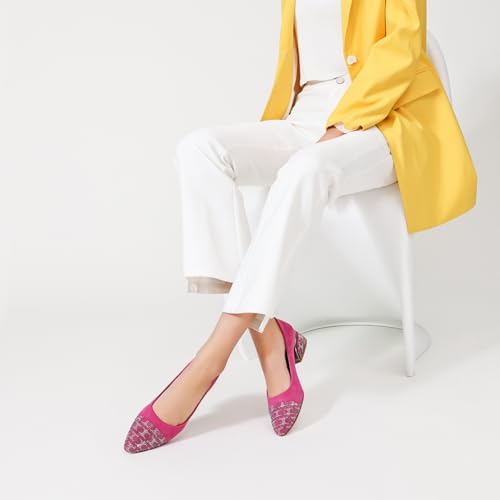 Women's Block Heel Pumps Round Toe Chunky Heels with Rhinestones Comfortable Work Shoes2