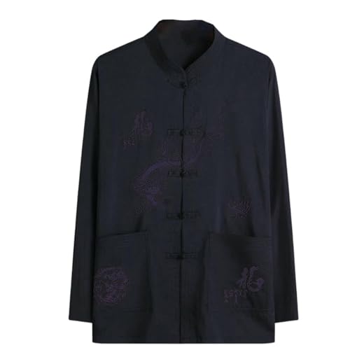 Chemise Hanfu Tai Chi manches longues homme vêtement arts martiaux yoga rouge automne