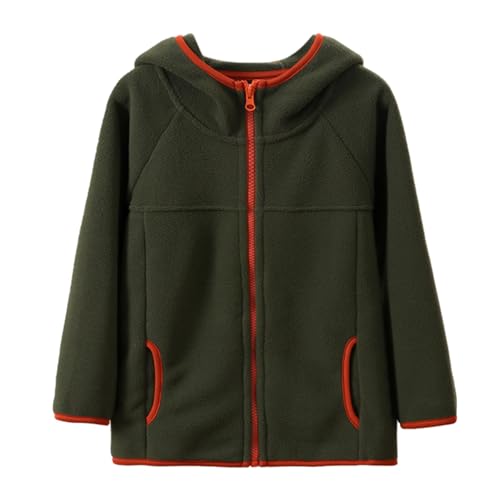 Hooded Fleece Jacket for Teen Boys Girls Zip Windproof Lightweight Outerwear Warm Shaggy Coat with Pocket