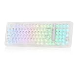 KiiBoom Phantom98 Lite 96% Kabellose Mechanische Gaming-Tastatur, VIA-Programmierbar, Cremefarbene Tastatur mit Dichtung, 8000-mAh-Akku, Hot-Swap, RGB, NKRO für Win/Mac (Klar, Mochi Schalter)