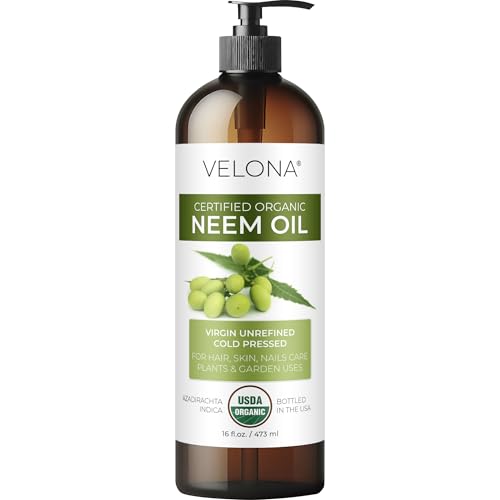 Velona USDA Organic Neem Oil 16oz, Pure, Cold Pressed