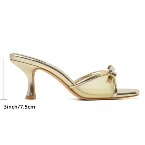 Image of Mostrin Kitten Heels for Women Round Toe Heels With Bow Vintage Mules Sexy Slip on Stiletto Backless Sandals for Party Daily