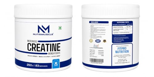 Image of NUTRIMUSCLE Creatine Monohydrate Micronised Powder | Unflavoured | Muscle Strength, Size & Performance | Faster Absorption | Pre & Post Workout Supplement | 250g
