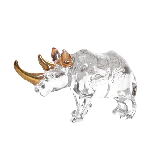 Tzstz Figurine de Rhinocéros en Cristal, 145x50xH75mm, Fait Main, pour Maison, Bureau, Chambre, Salon, Salle à Manger, Cadeau