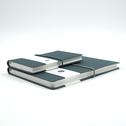 Image of Comma Regina Combo | A5 Size Hard Bound Notebook & A6 Size Hard Bound Pocket Notebook with a Horizontal Elastic Band Closure | 192 Pages | 80gsm Natural Shade Paper | Linen Fabric Cover Material - Greyish Green