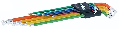 Image of Wiha 66980 Ball End Hex L-Key Set, 9 Piece, Metric, Color Coded, Textured Grip, Includes Holder