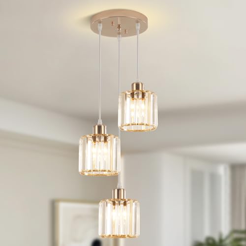 LXWNYY Lustre Salle à Manger,Doré Lustre Cristal,Moderne Luminaire Salle A Manger,Suspension...