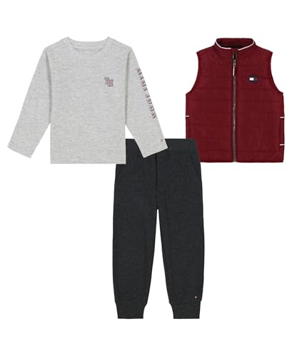 Image of Tommy Hilfiger Baby Boys' 3-piece Set, Vest, Knit T-shirt, Jogger Sweatpant