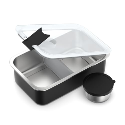 Image of Bakpoco Stainless Steel Bento Lunch Box for Kids, 33oz Leak-Proof Lunch Box Containers, Microwave-Safe, with Adjustable Divider, Convenient Metal Lunchbox for School, Travel