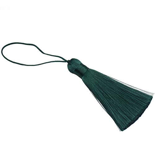 Makhry 8Pcs 16Cm/6.28 Inch Cute Chunky Tassels Soft Elegant Handmade Silky Floss Tassels With 2.75 Inch Cord Loop And Chinese Knot For Woman Earrings, Jewelry Making, Souvenir, (Green) #TOP27