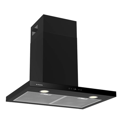 Aspes Campana Extractora Tipo T 60cm, Negro, ACPT601AN. Potencia 634m3/h, 4 Velocidades, 2 Filtros, 68 dB Nivel Sonoro, Control Táctil, Filtros aptos Lavavajillas