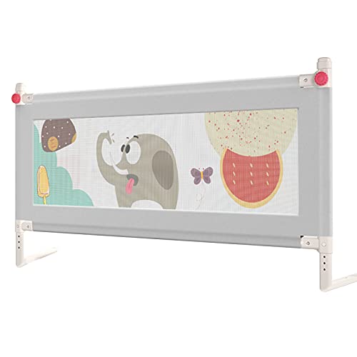 barrera cama Shuai Niño 15 Niveles Ajustables con Malla Transpirable Barandilla Plegable Adecuado para Cama Box Cama De Madera (Gris, 1 Paquete)(Size:Length 200cm) Cover