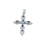 Amethyst Pure 925 Sterling Silver Cross Pendant Necklace Handmade Statement Design Purple Stone Pendant Birthday Gift Jewelry For Men And Women